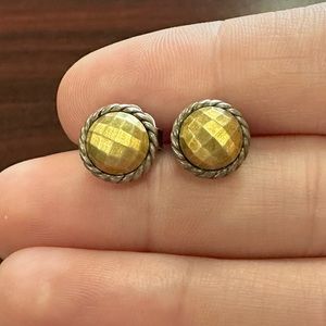 David Yurman Châtelaine Stud Earrings in 18K Yellow Gold and Sterling Silver